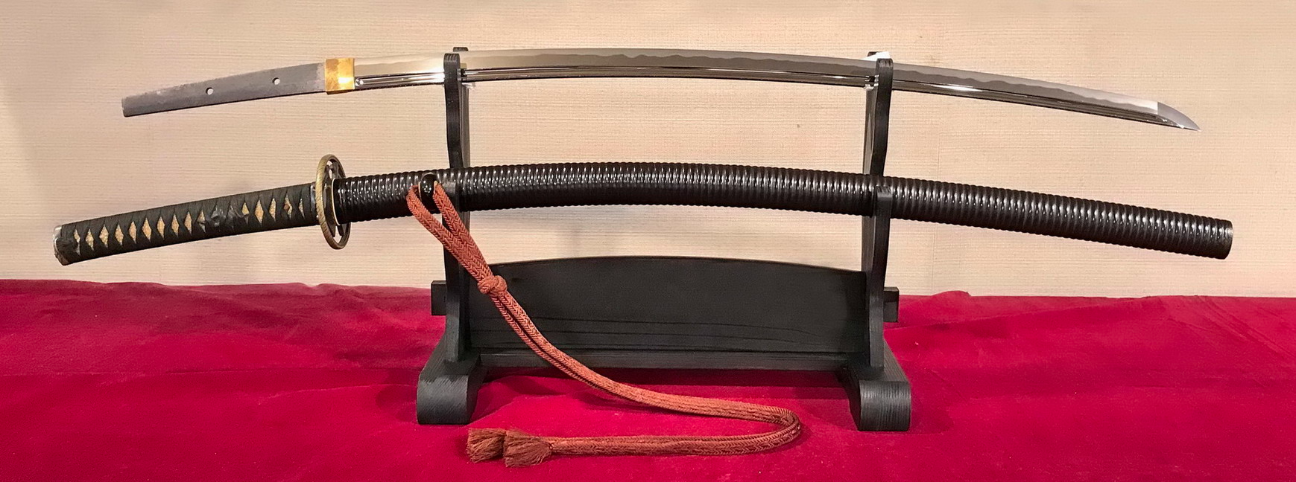 刀 義景 附 黒呂色塗千段刻鞘打刀拵 By 長船義景 無銘 Tsunagu