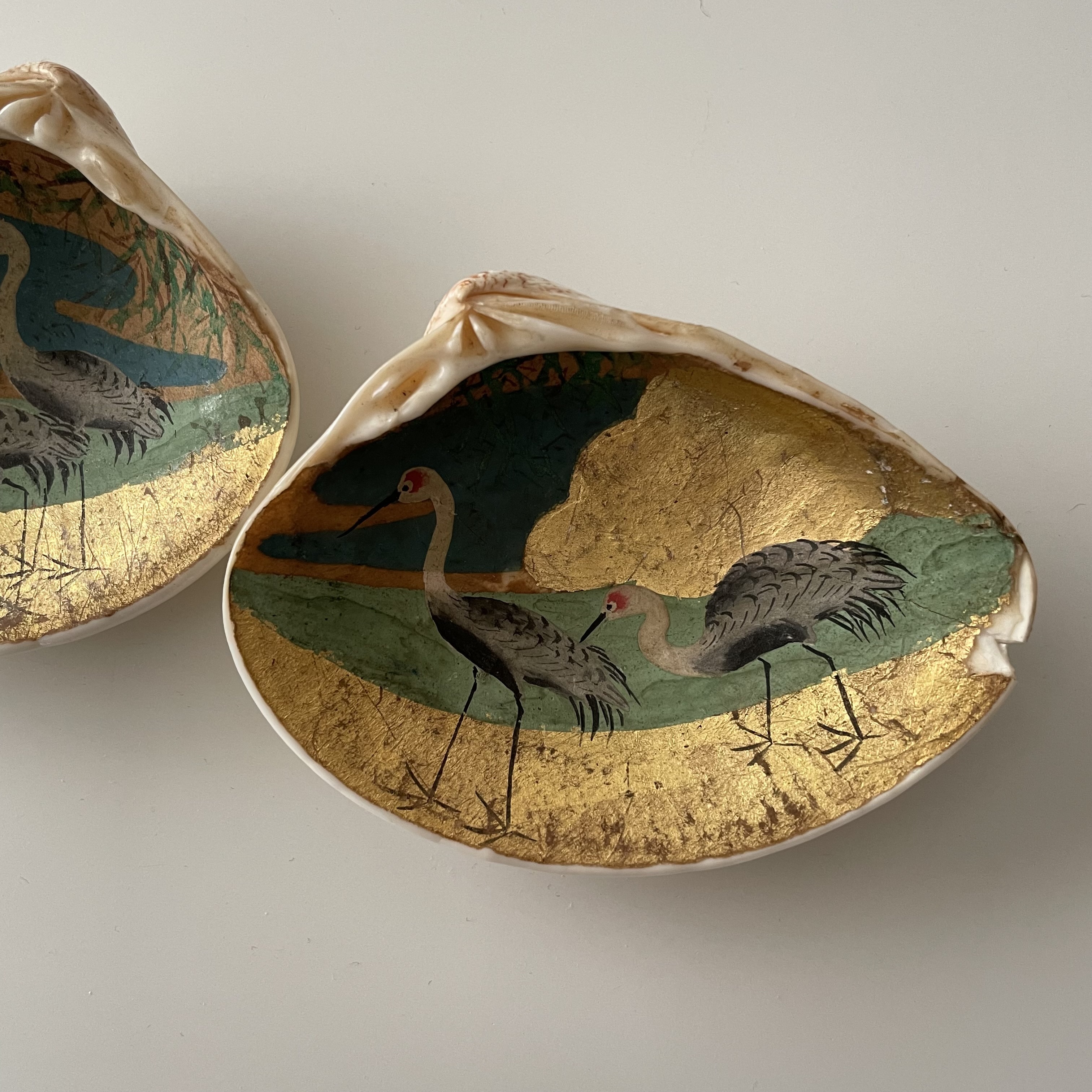 鶴図貝合わせ 一対 by 古美術 | TSUNAGU