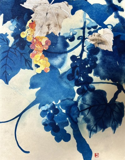 富士に献花〜農鳥に富士に花々〜 リトグラフ 2021年 by 片岡 球子